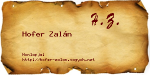 Hofer Zalán névjegykártya